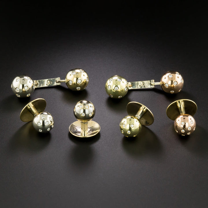 Estate 18K Diamond-Studded Ball Dress Set