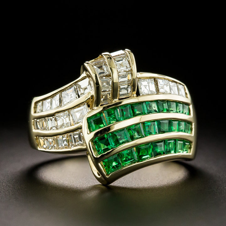 Estate 18K Emerald and Diamond Ring