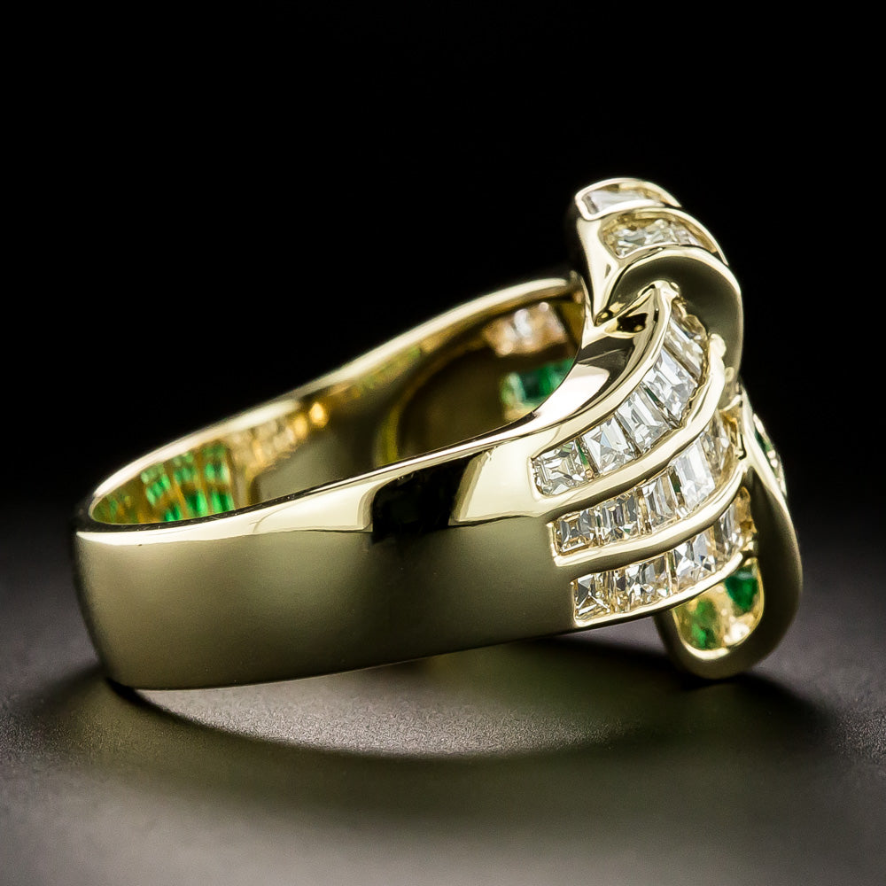 Estate 18K Emerald and Diamond Ring - 4