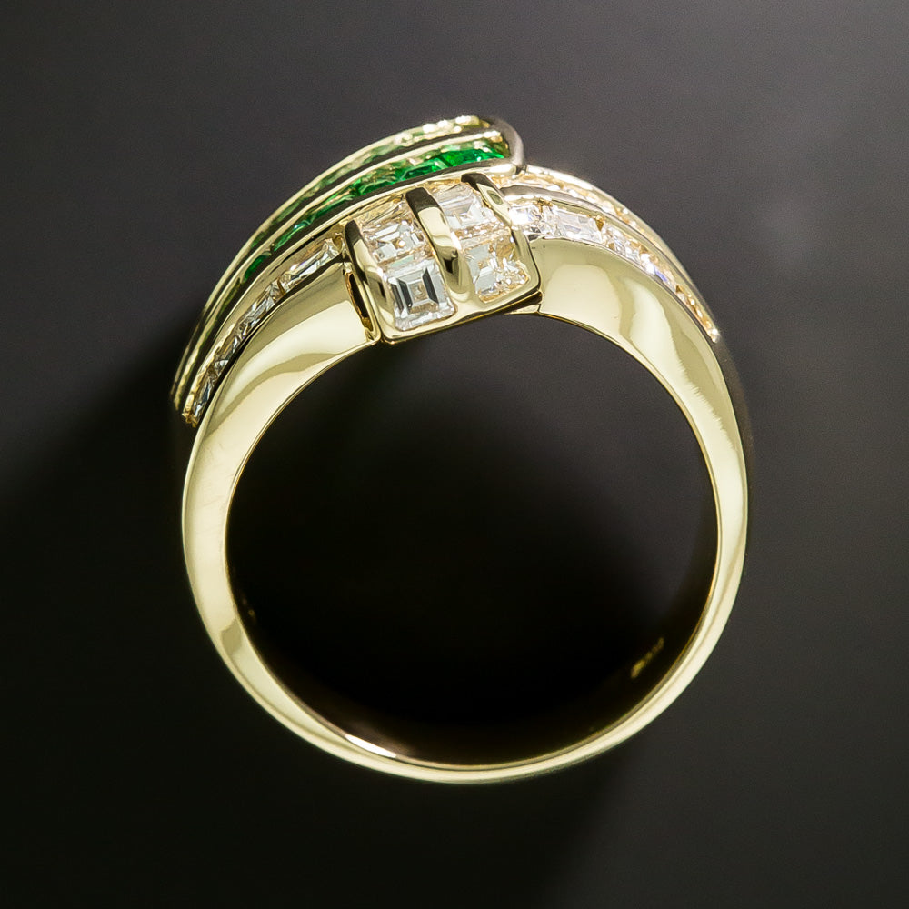 Estate 18K Emerald and Diamond Ring - 6