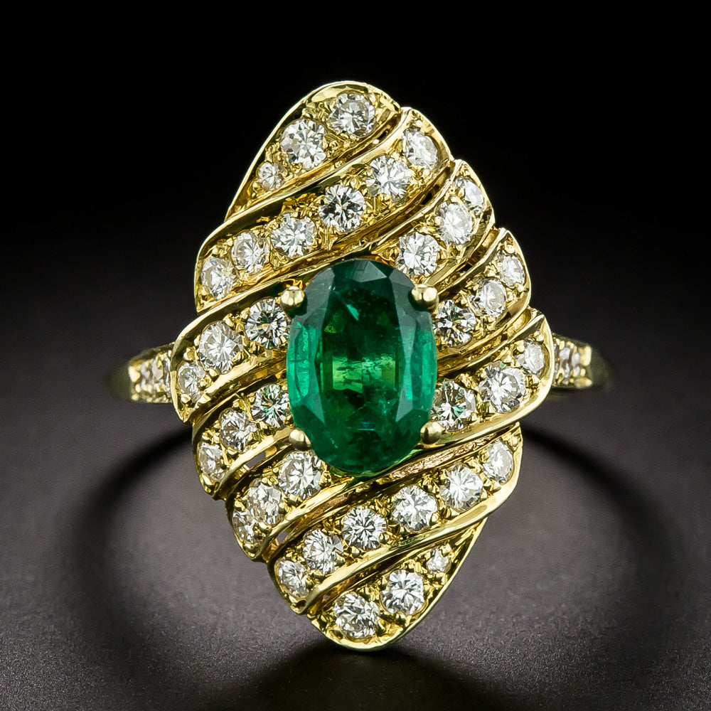 Estate 18K Emerald and Diamond Ring - GIA F1 - 3