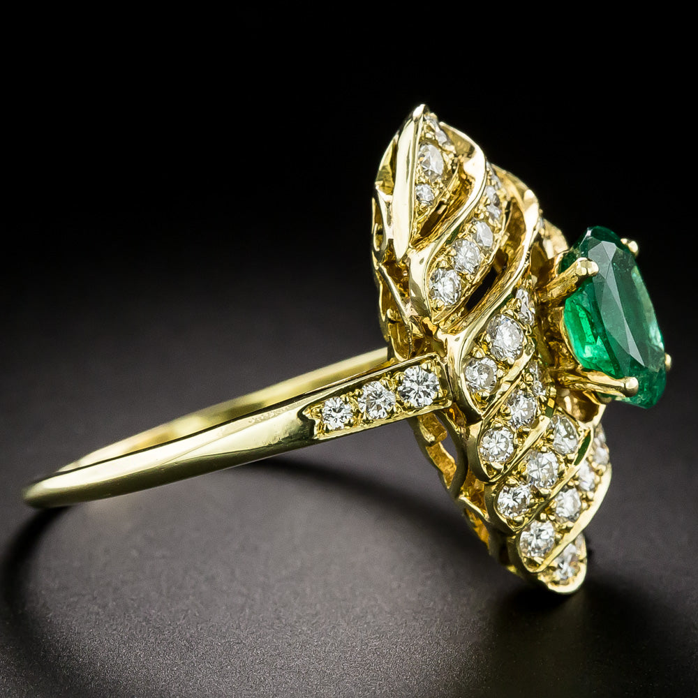 Estate 18K Emerald and Diamond Ring - GIA F1 - 4