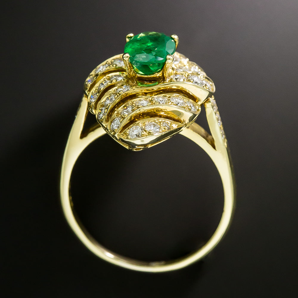 Estate 18K Emerald and Diamond Ring - GIA F1 - 5