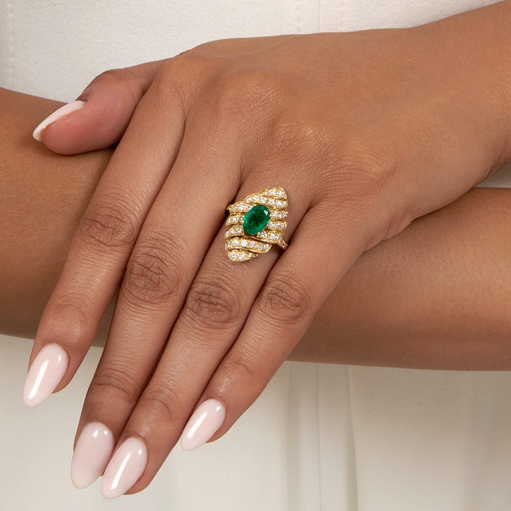 Estate 18K Emerald and Diamond Ring - GIA F1 - 6