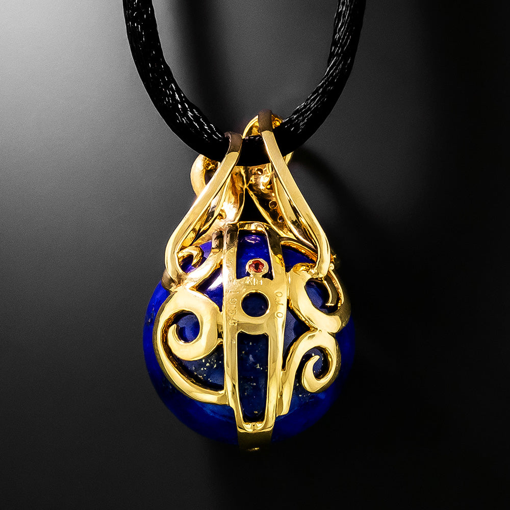 Estate 18K Lapis Lazuli and Diamond Sphere Necklace - 3