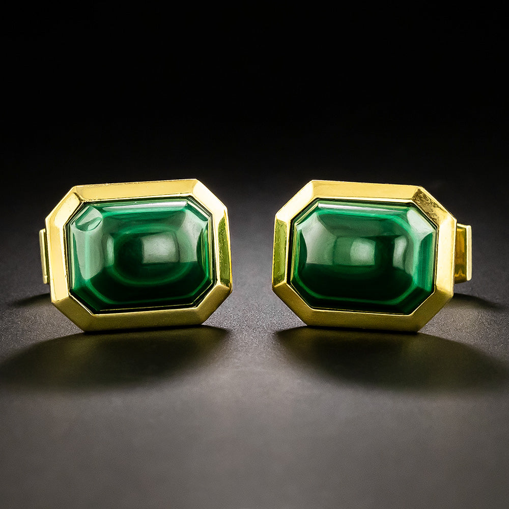 Estate 18K Malachite Cuff Links by George Lederman - 2