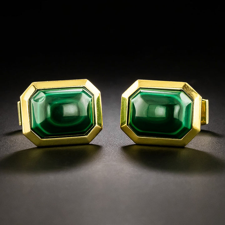 Estate 18K Malachite Cuff Links by George Lederman