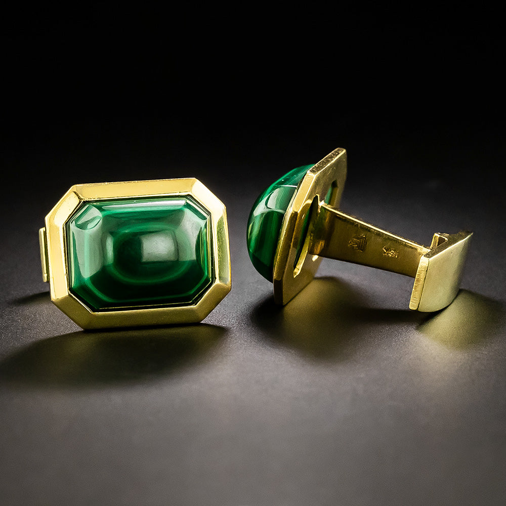 Estate 18K Malachite Cuff Links by George Lederman - 3