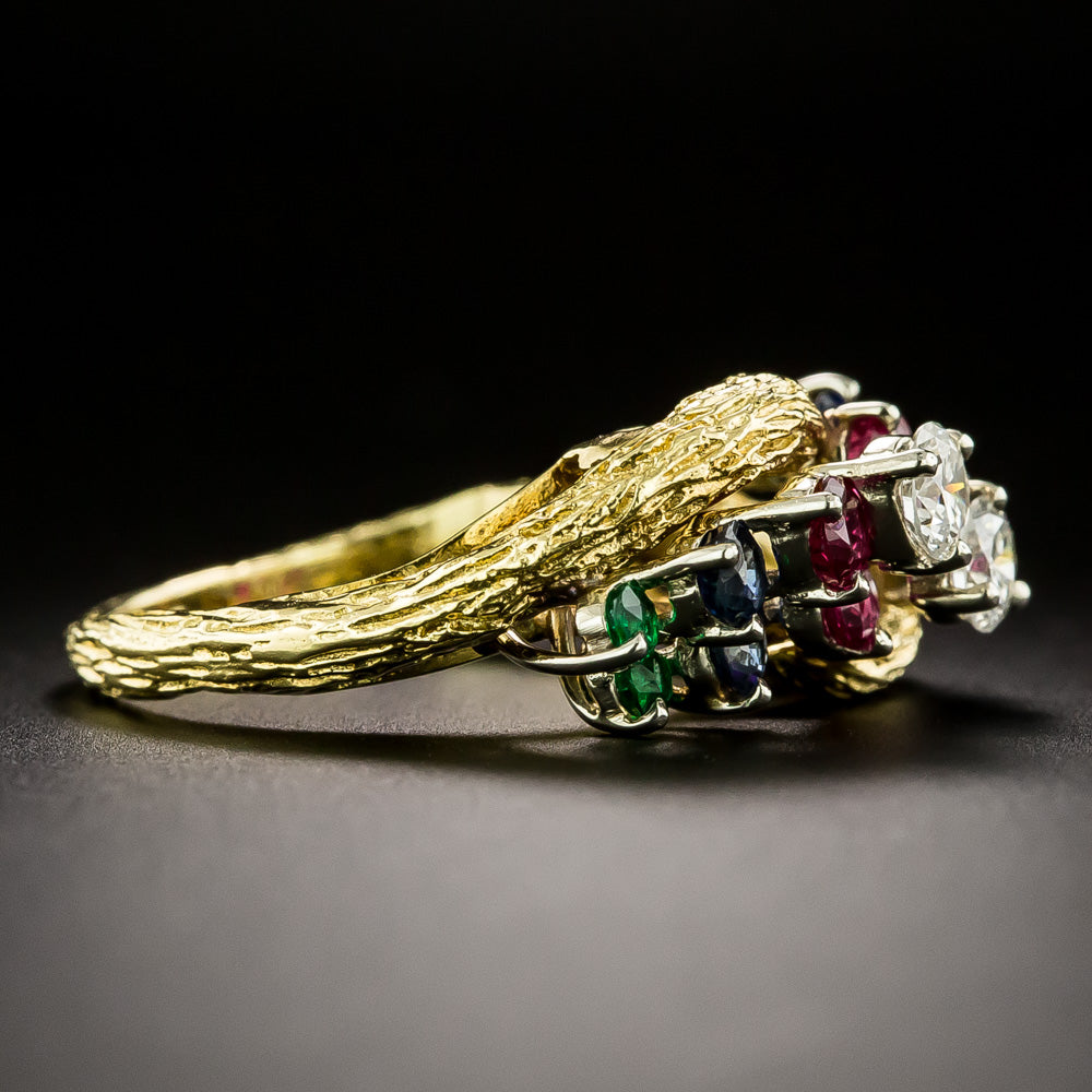 Estate 18K Multi-Gem and Diamond Ring - 4