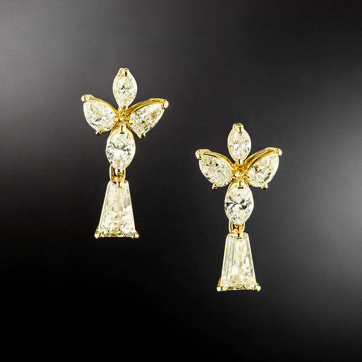 Estate 18K Multi-Shaped Diamond Earrings