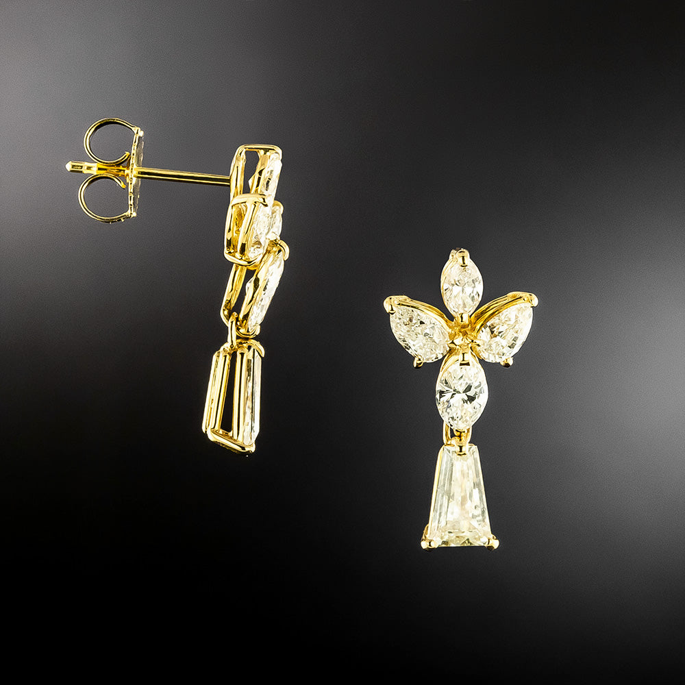 Estate 18K Multi-Shaped Diamond Earrings  - 3