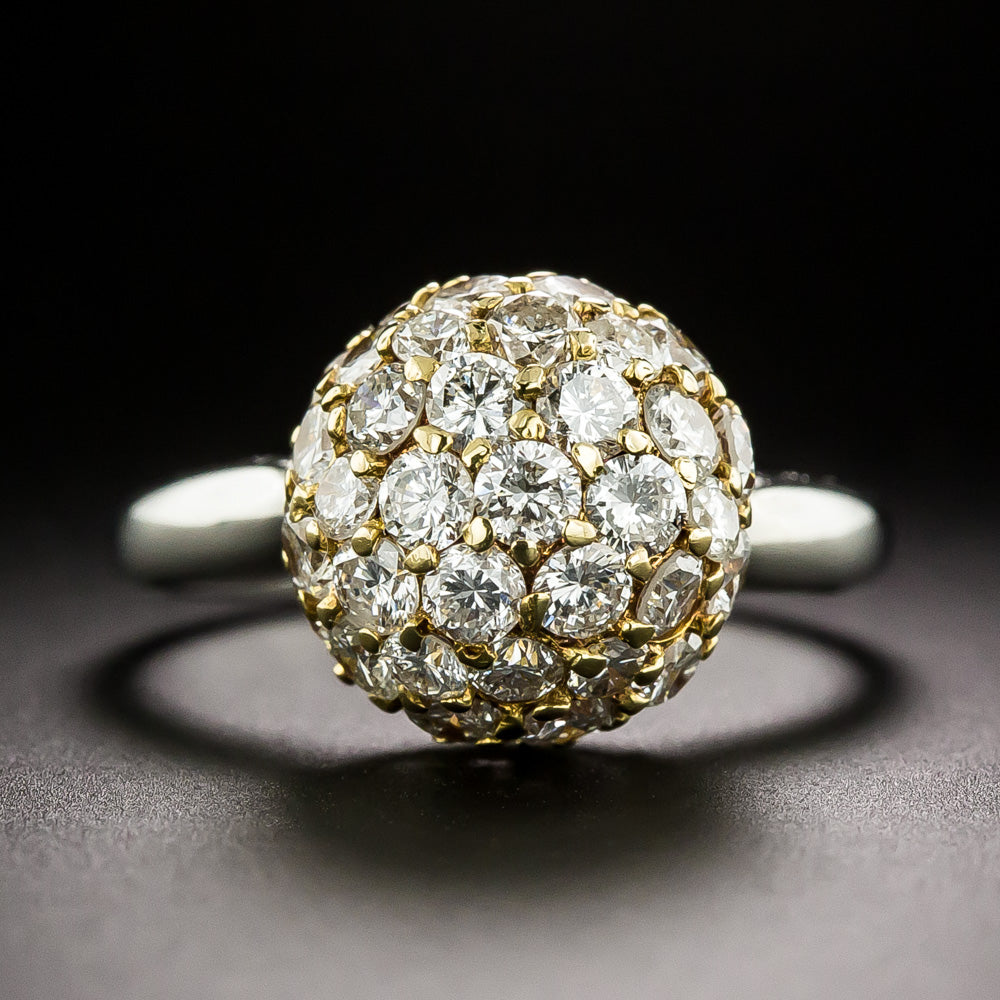Estate 18K Pavé Diamond Ball Ring - 2.70 Carats - 2
