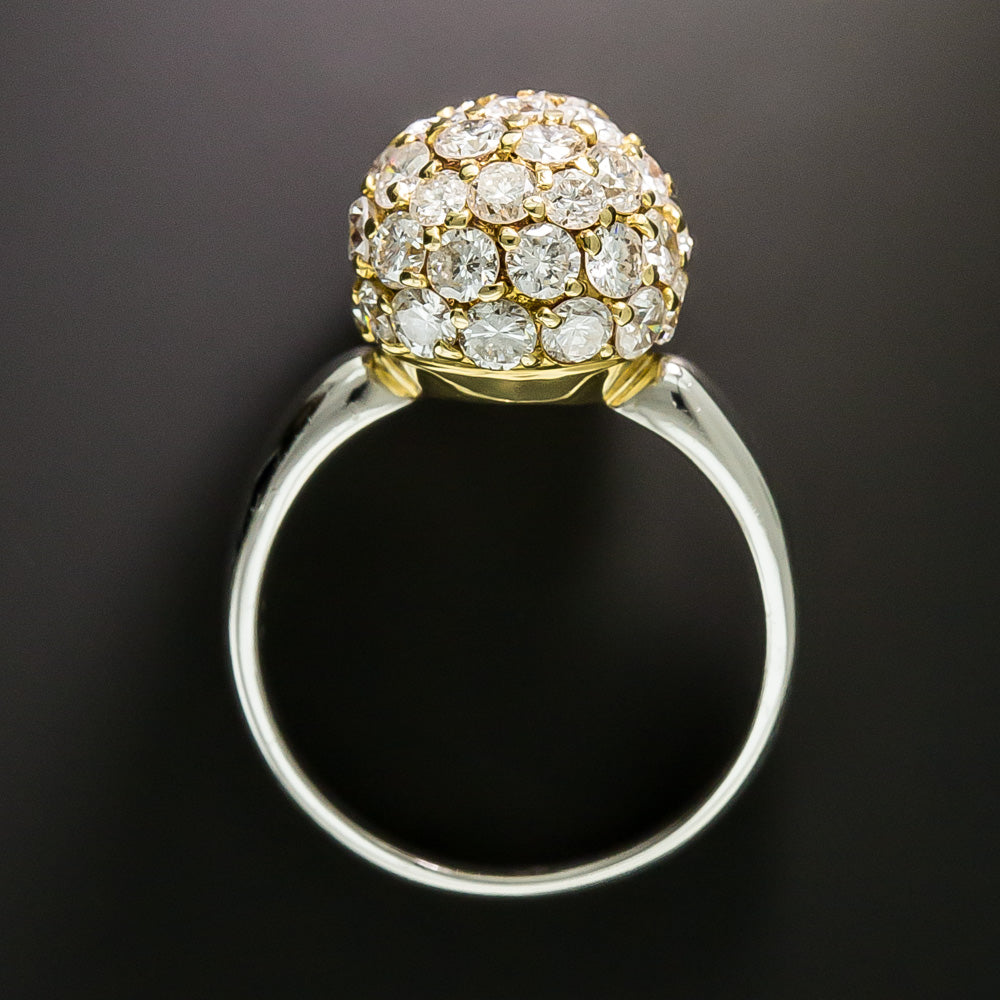 Estate 18K Pavé Diamond Ball Ring - 2.70 Carats - 4