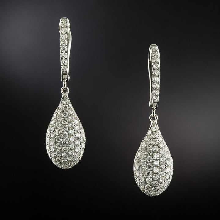 Estate 18K Pavé Diamond Drop Earrings