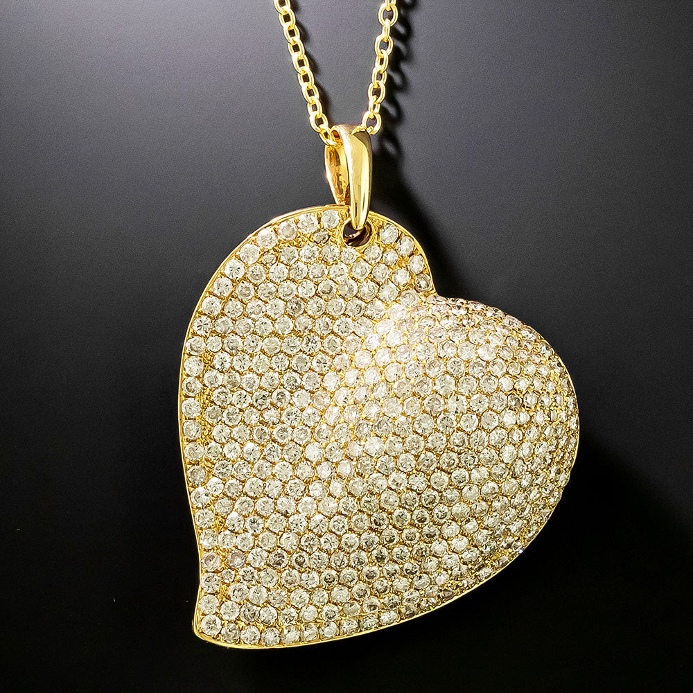 Estate 18K Pavé Diamond Heart - 2