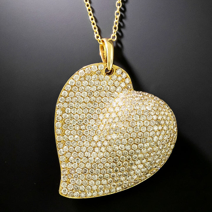 Estate 18K Pavé Diamond Heart
