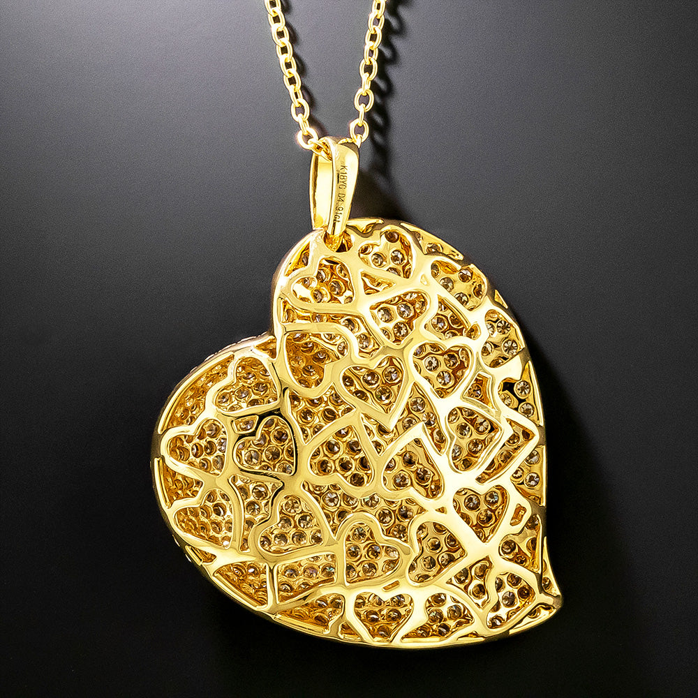 Estate 18K Pavé Diamond Heart - 3