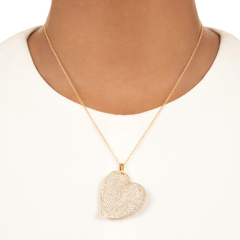 Estate 18K Pavé Diamond Heart - 4