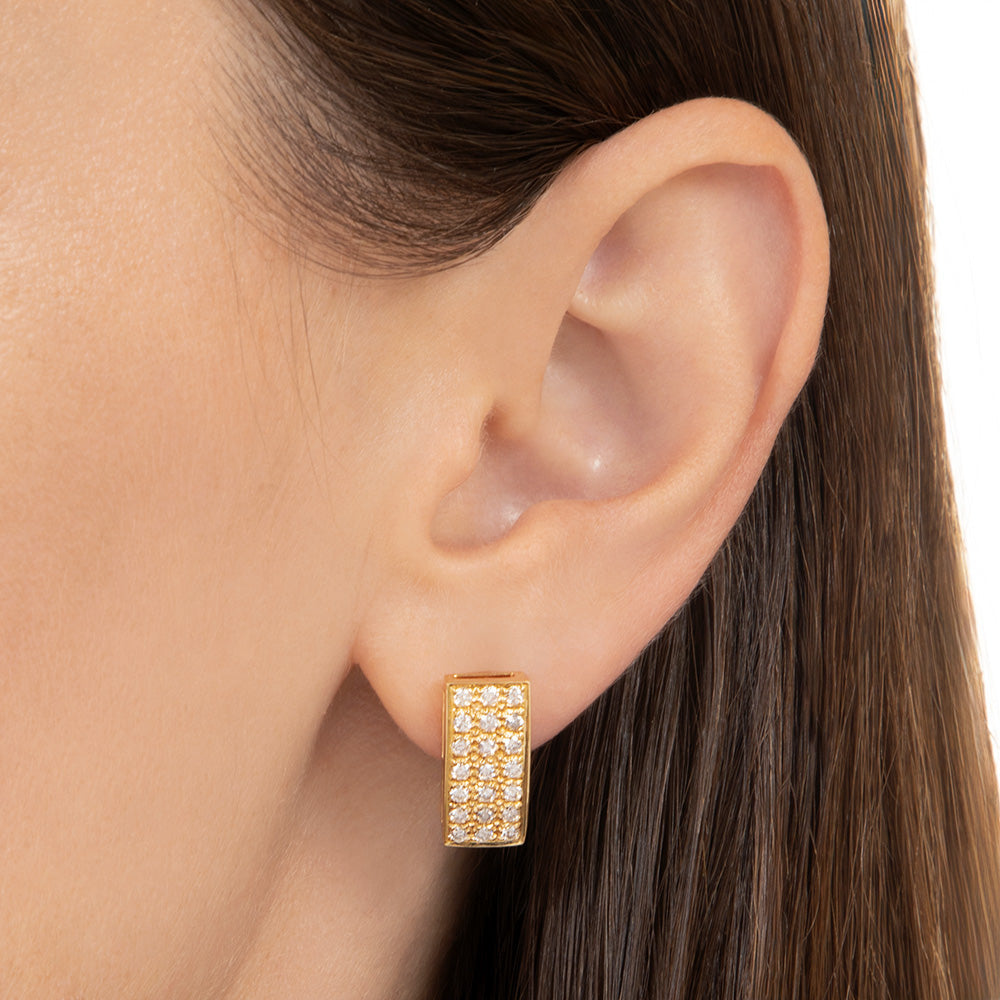 Estate 18K Pavé Diamond Rectangle Earrings by Gautam - 4