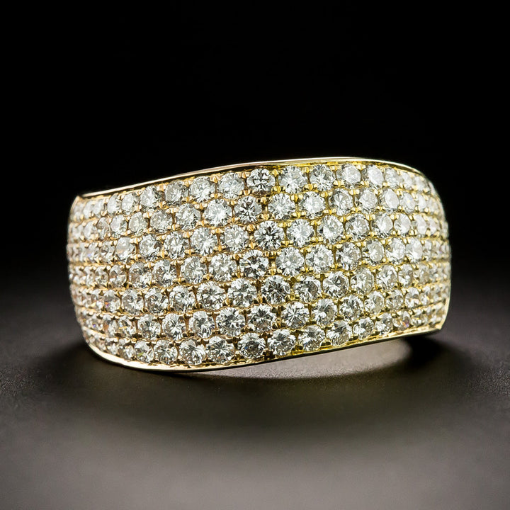 Estate 18K Pavé Diamond Wide Wave Band