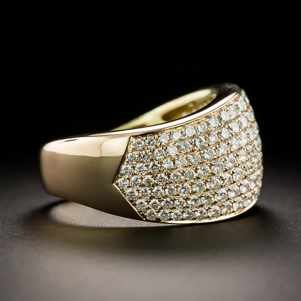Estate 18K Pavé Diamond Wide Wave Band - 4