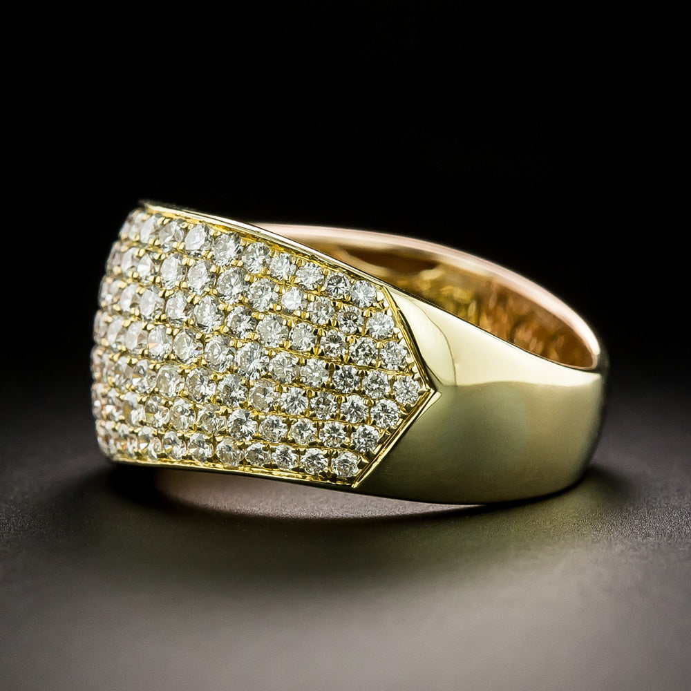Estate 18K Pavé Diamond Wide Wave Band - 5