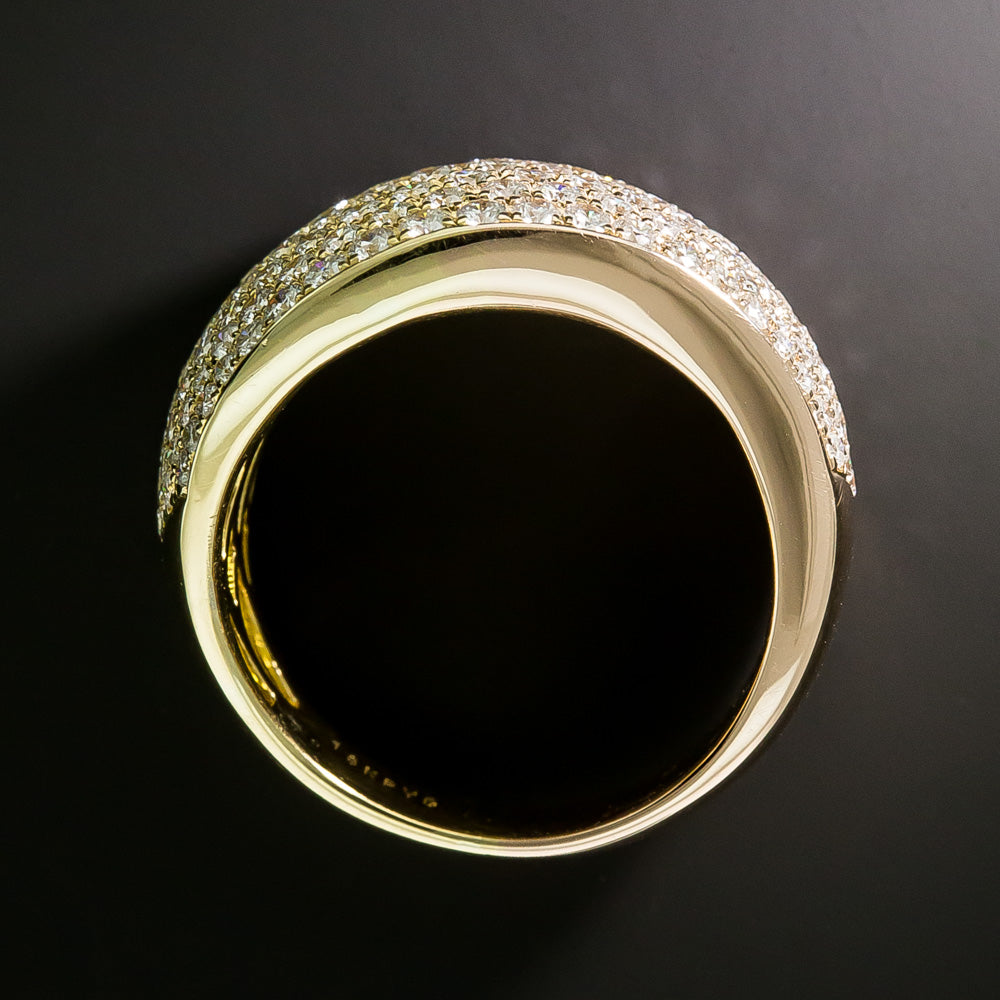 Estate 18K Pavé Diamond Wide Wave Band - 6