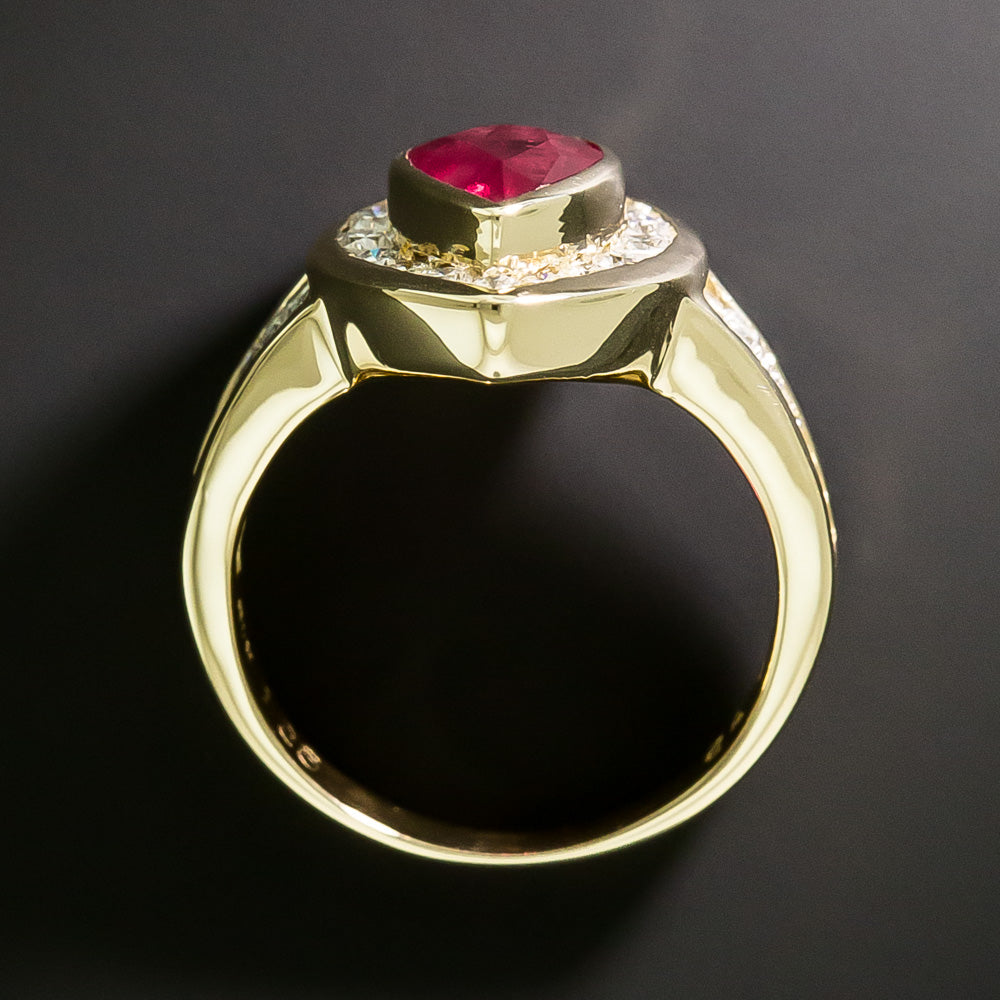 Estate 18K Pear-Shaped Burmese Ruby and Diamond Ring - GIA  - 5