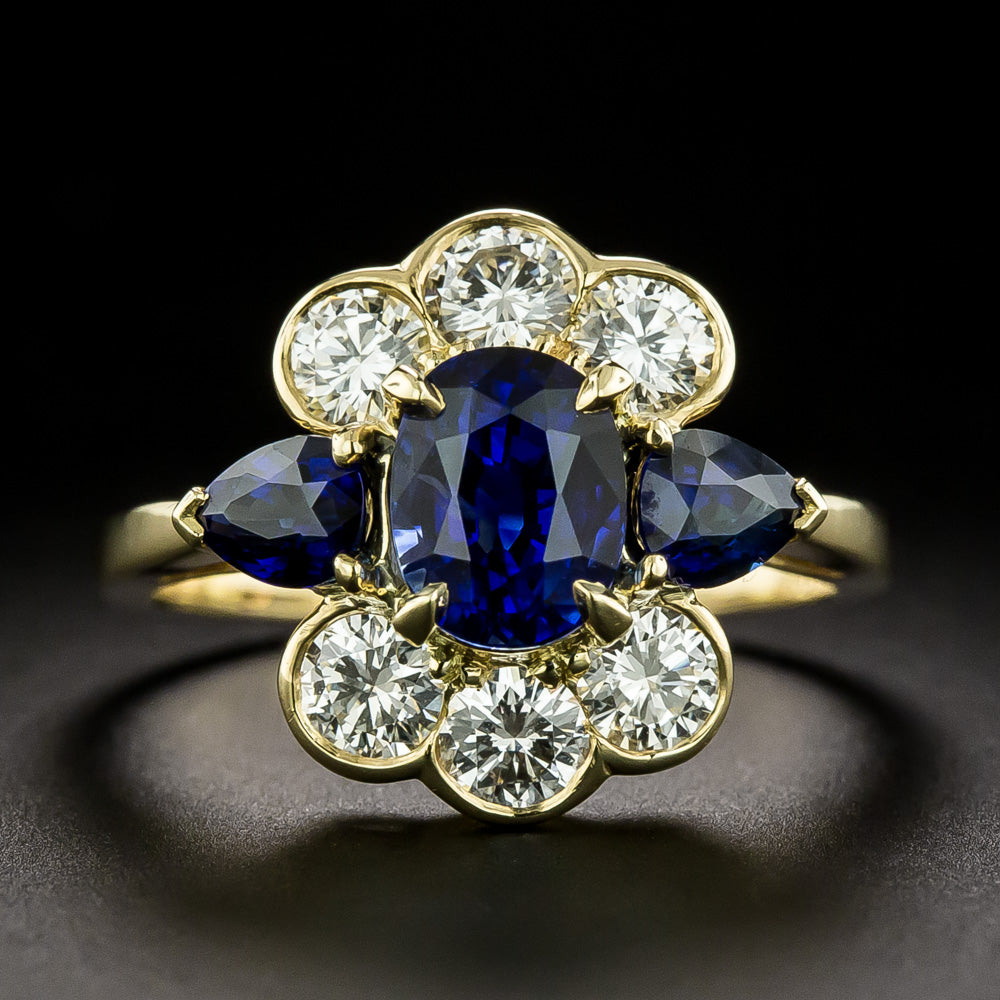 Estate 18K Sapphire and Diamond Ring - GIA - 3