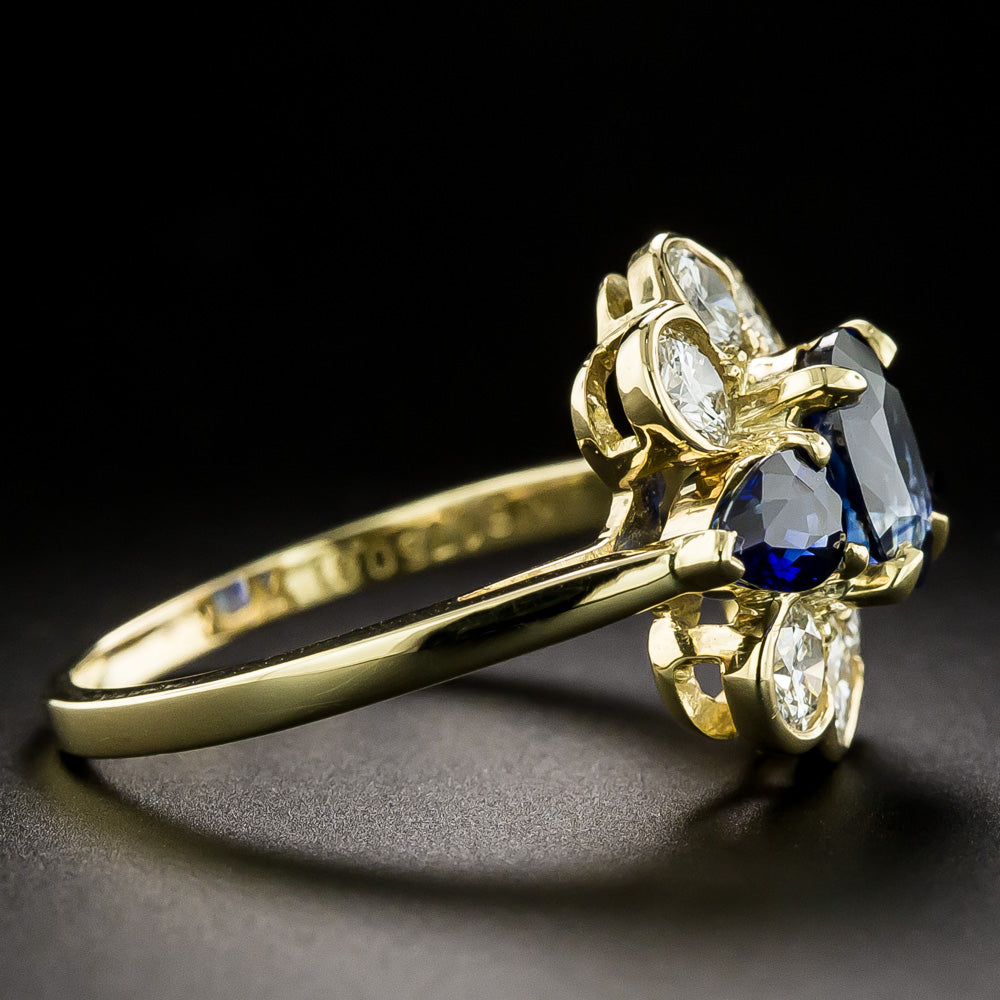 Estate 18K Sapphire and Diamond Ring - GIA - 4