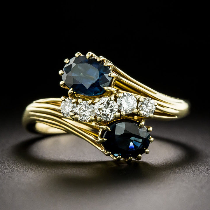 Estate 18K Sapphire and Diamond 'Toi et Moi' Ring