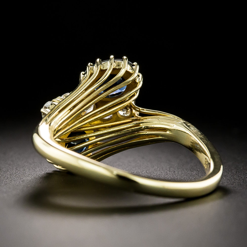 Estate 18K Sapphire and Diamond 'Toi et Moi' Ring - 6
