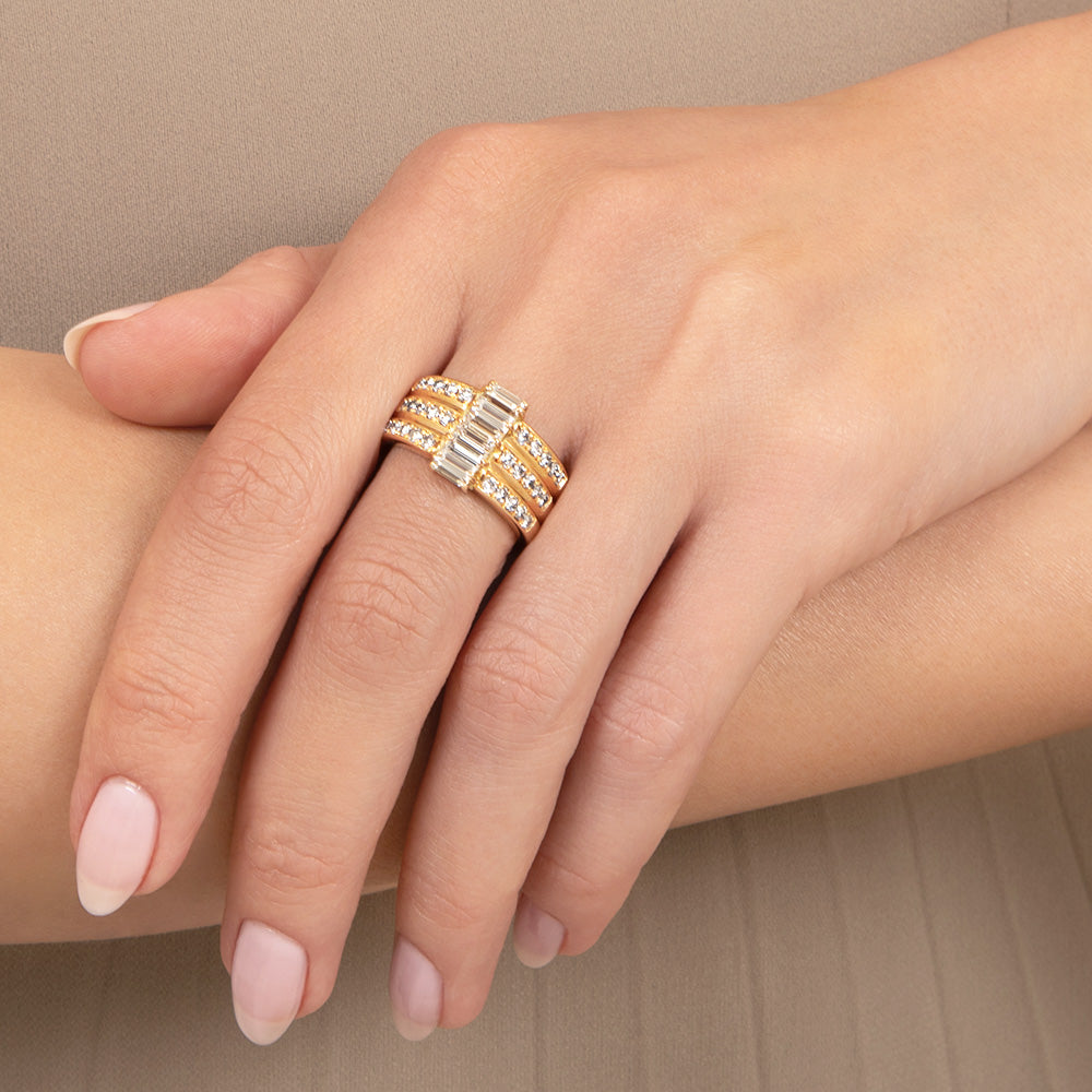 Estate 18K 'Triple' Band Diamond Ring - 3