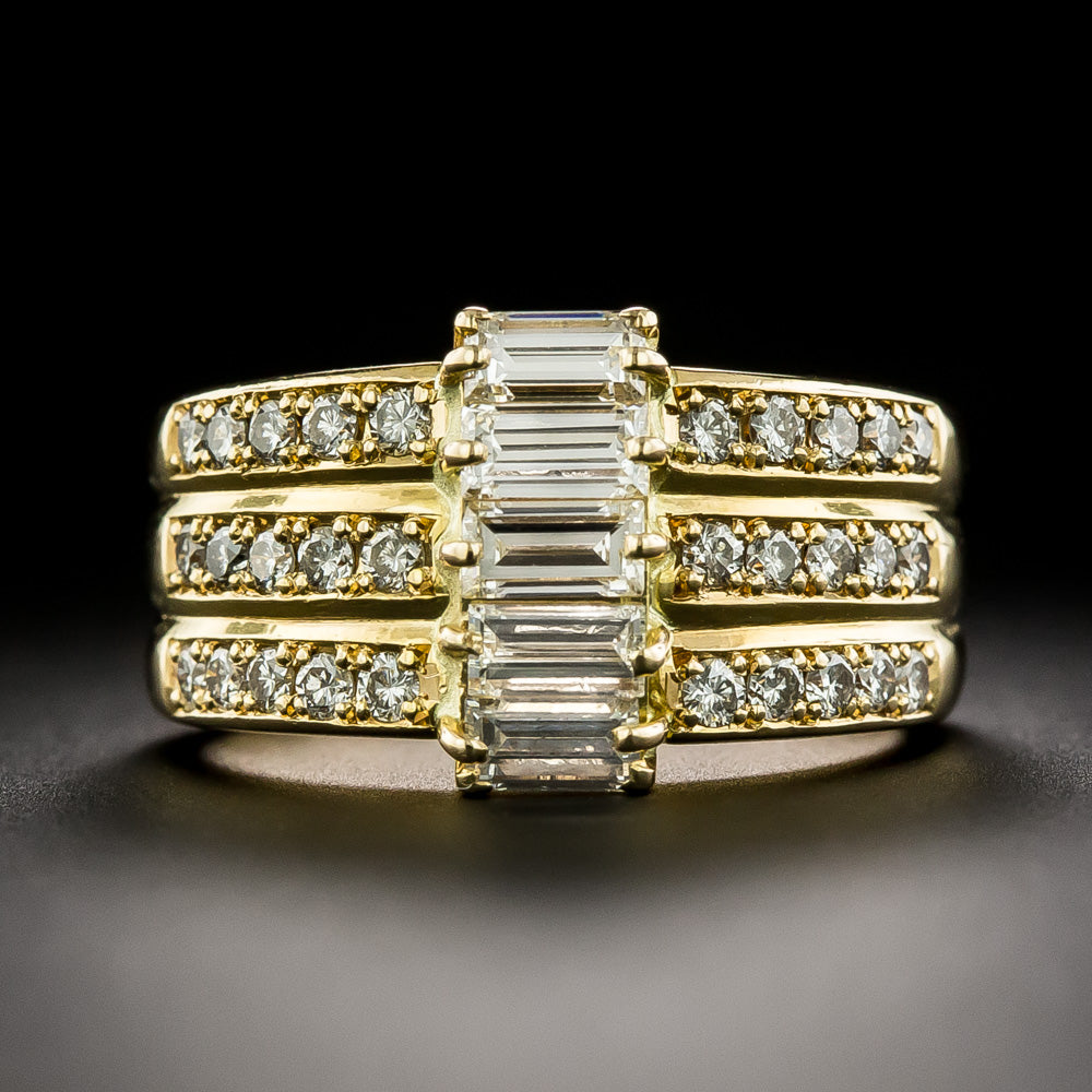 Estate 18K 'Triple' Band Diamond Ring - 2