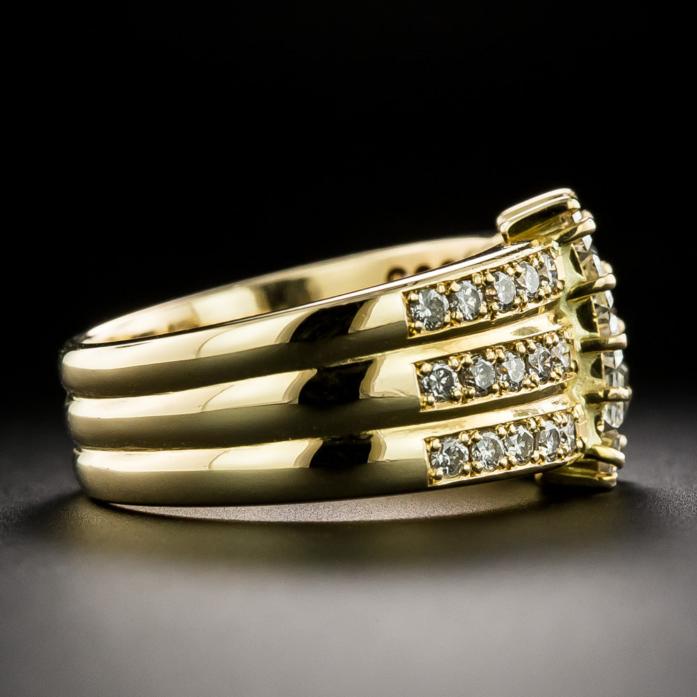 Estate 18K 'Triple' Band Diamond Ring - 3