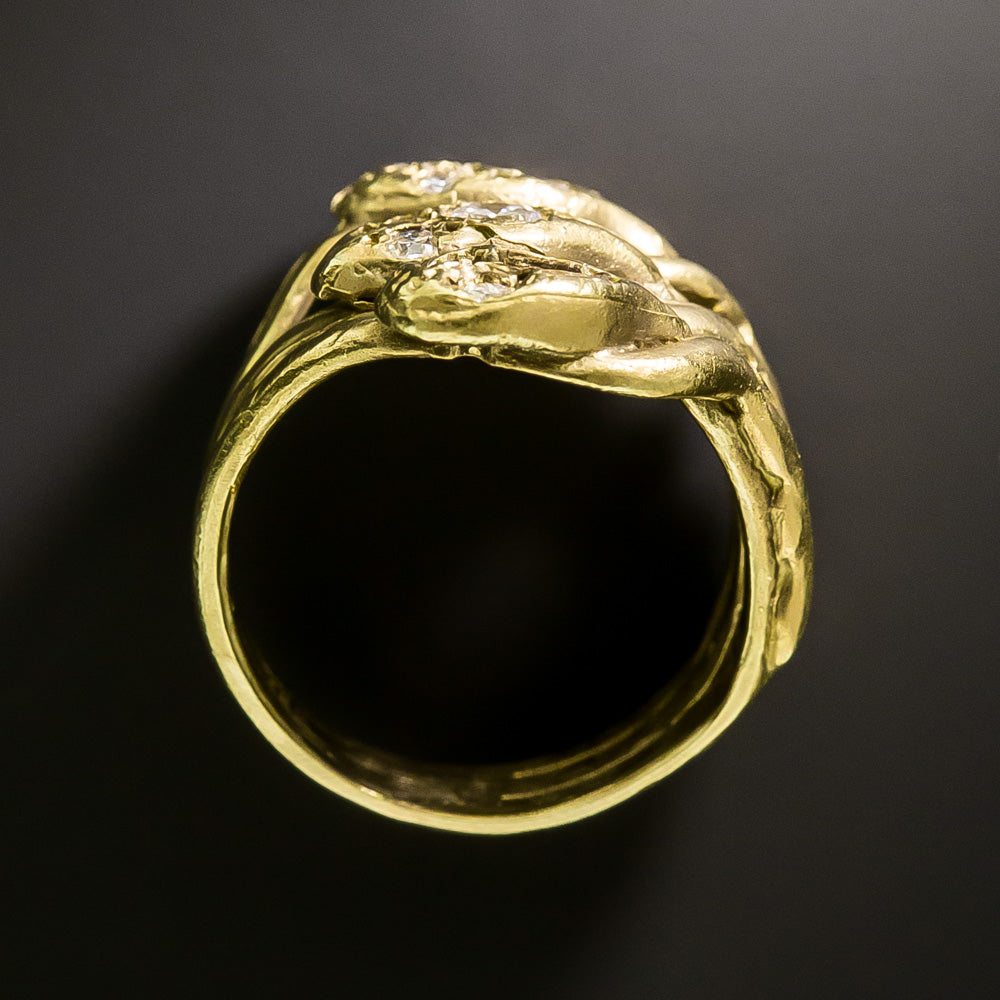 Estate 18K Triple Diamond-Headed Snake Ring - 5