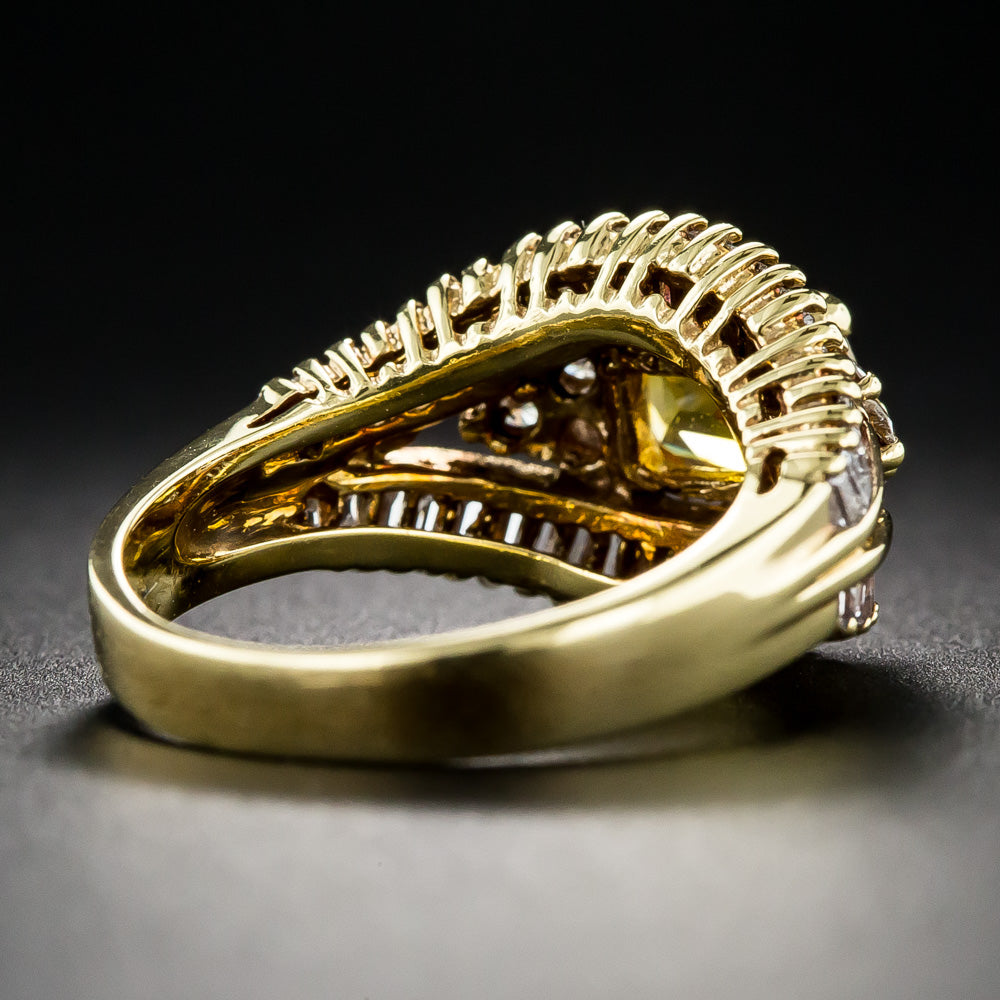 Estate 18K Yellow Sapphire and Diamond Ring - GIA - 5