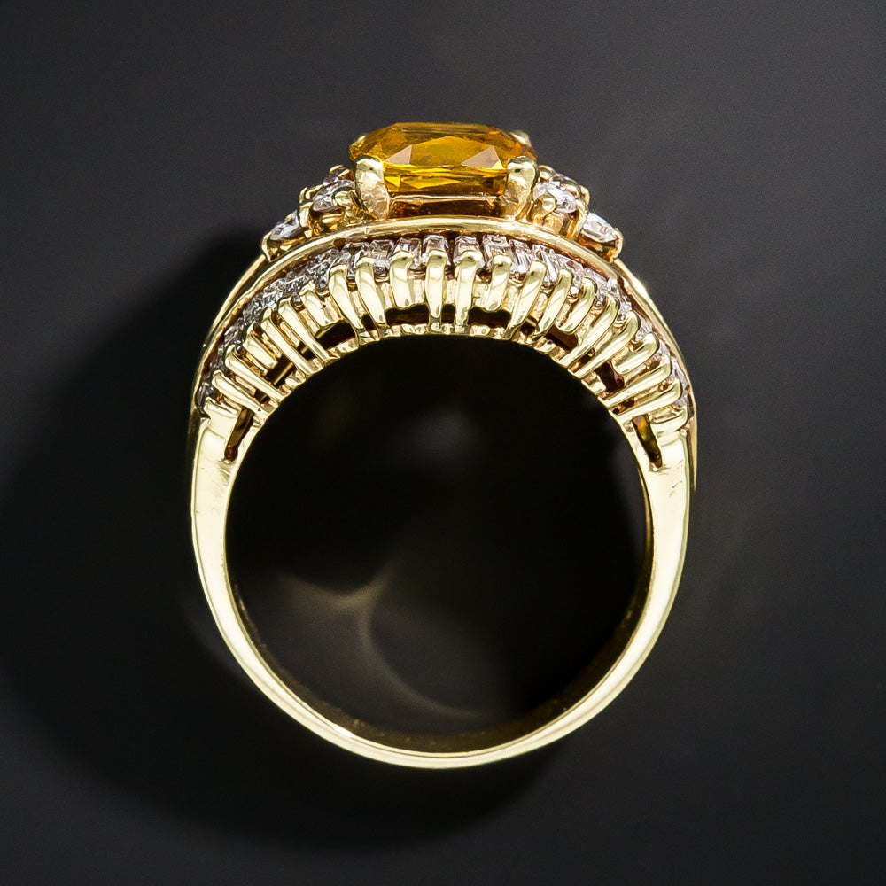 Estate 18K Yellow Sapphire and Diamond Ring - GIA - 6