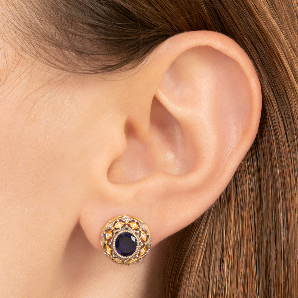 Estate 2.00 Carat Sapphire and Diamond Earrings - GIA - 4