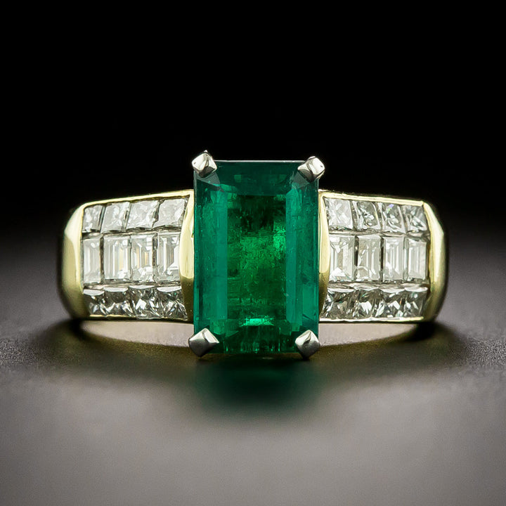Estate 2.05 Carat Colombian Emerald and Diamond Ring - GIA F1