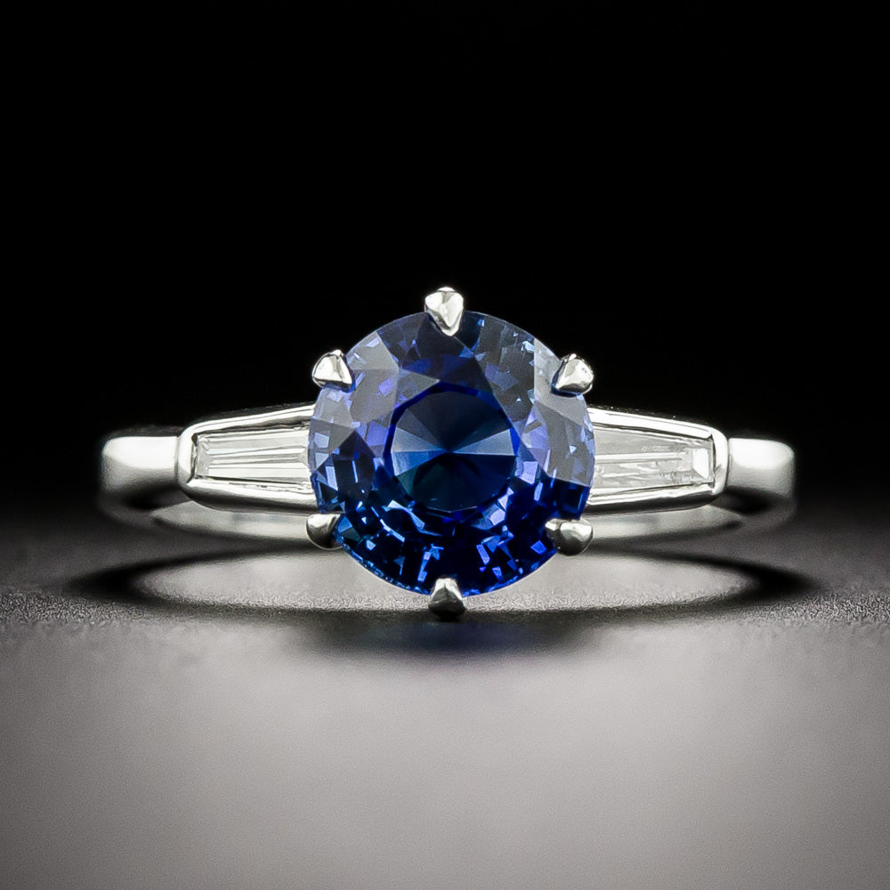 Estate 2.08 Carat Sapphire 18K Solitaire Ring - GIA - 3