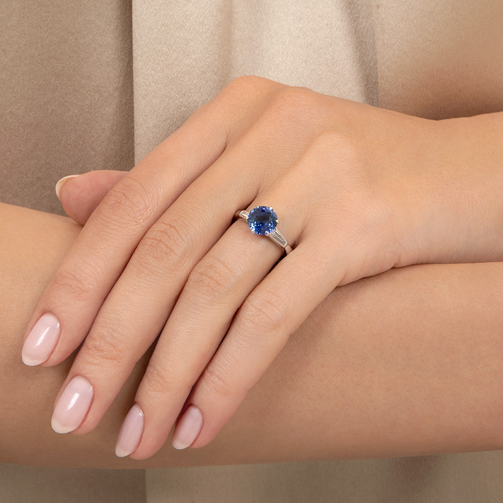 Estate 2.08 Carat Sapphire 18K Solitaire Ring - GIA - 6