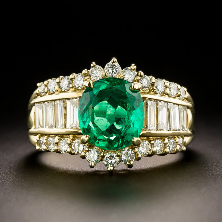 Estate 2.10 Carat Colombian Emerald and Diamond 18K Ring - GIA