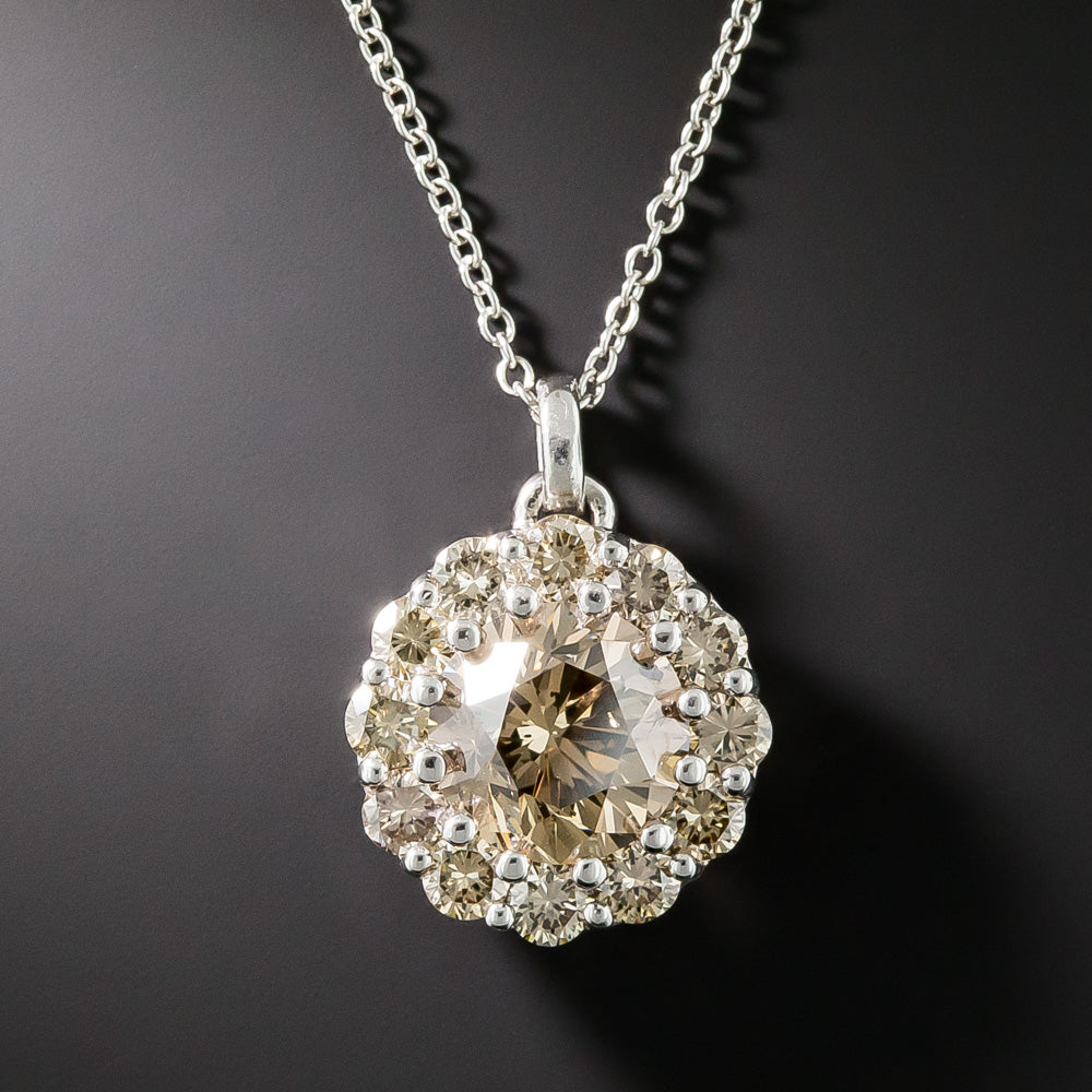 Estate 2.12 Carat Diamond Halo Pendant - 5