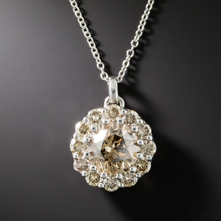 Estate 2.12 Carat Diamond Halo Pendant