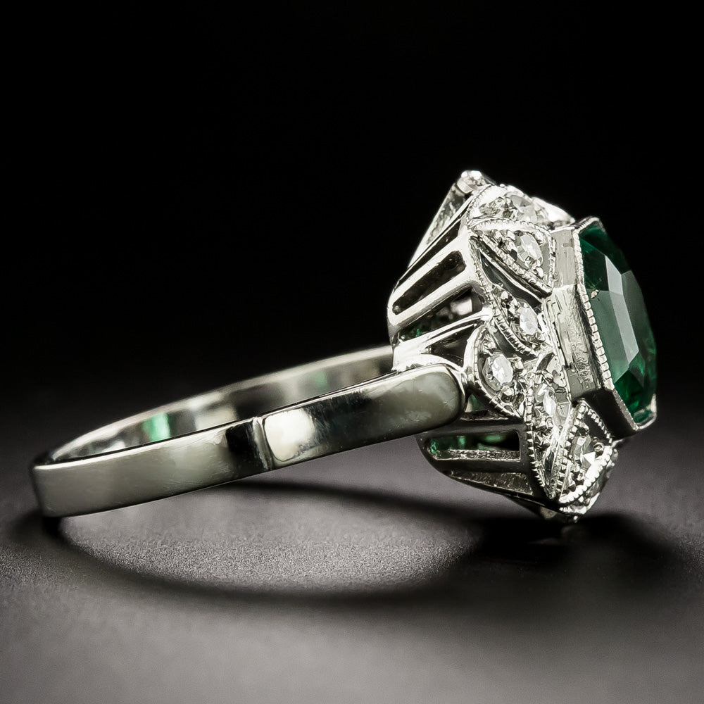 Estate 2.15 Carat Colombian Emerald and Diamond Ring - GIA F1 - 4