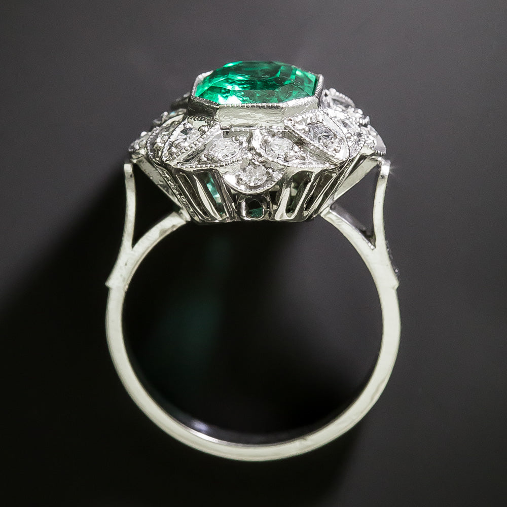 Estate 2.15 Carat Colombian Emerald and Diamond Ring - GIA F1 - 5