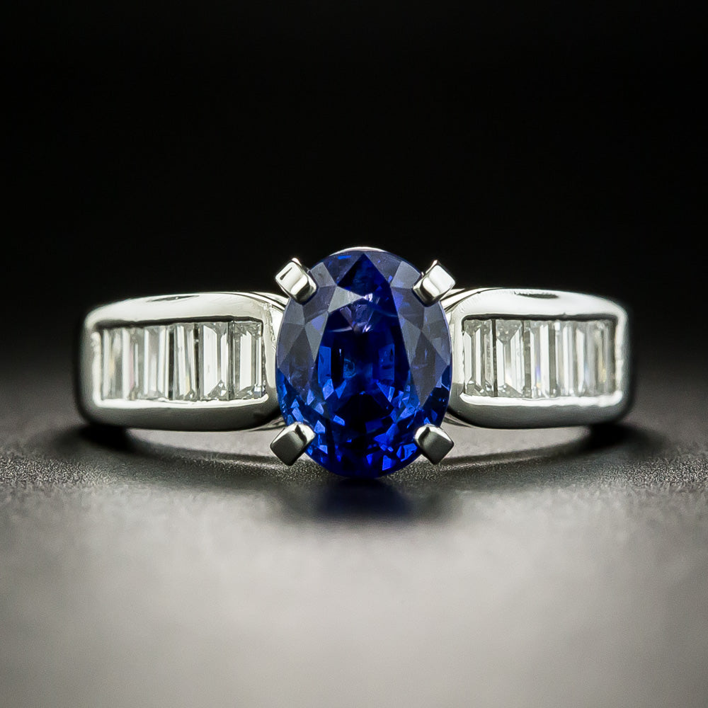 Estate 2.39 Carat Sapphire and Baguette Diamond Ring - 2