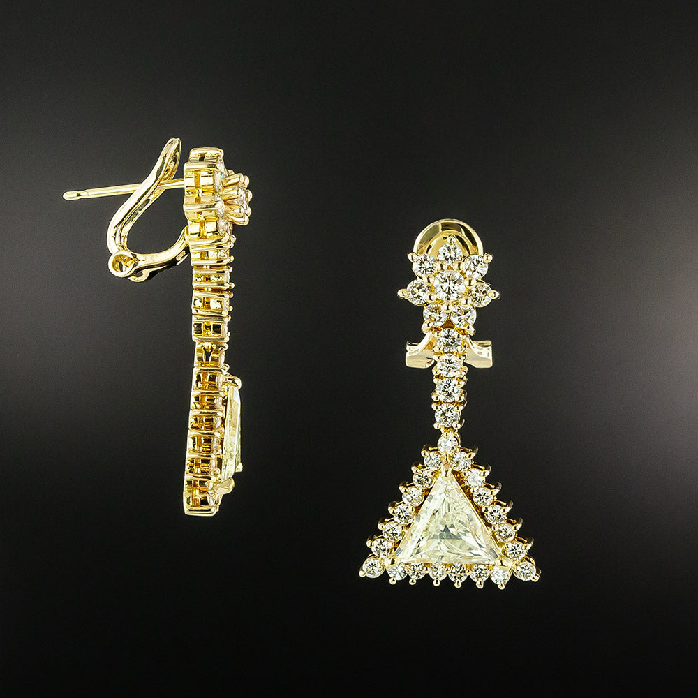 Estate 2.49 Carat Trillion-Cut Diamond Dangle Earrings - GIA - 3