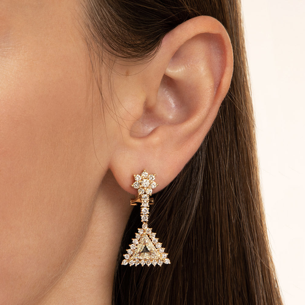 Estate 2.49 Carat Trillion-Cut Diamond Dangle Earrings - GIA - 5
